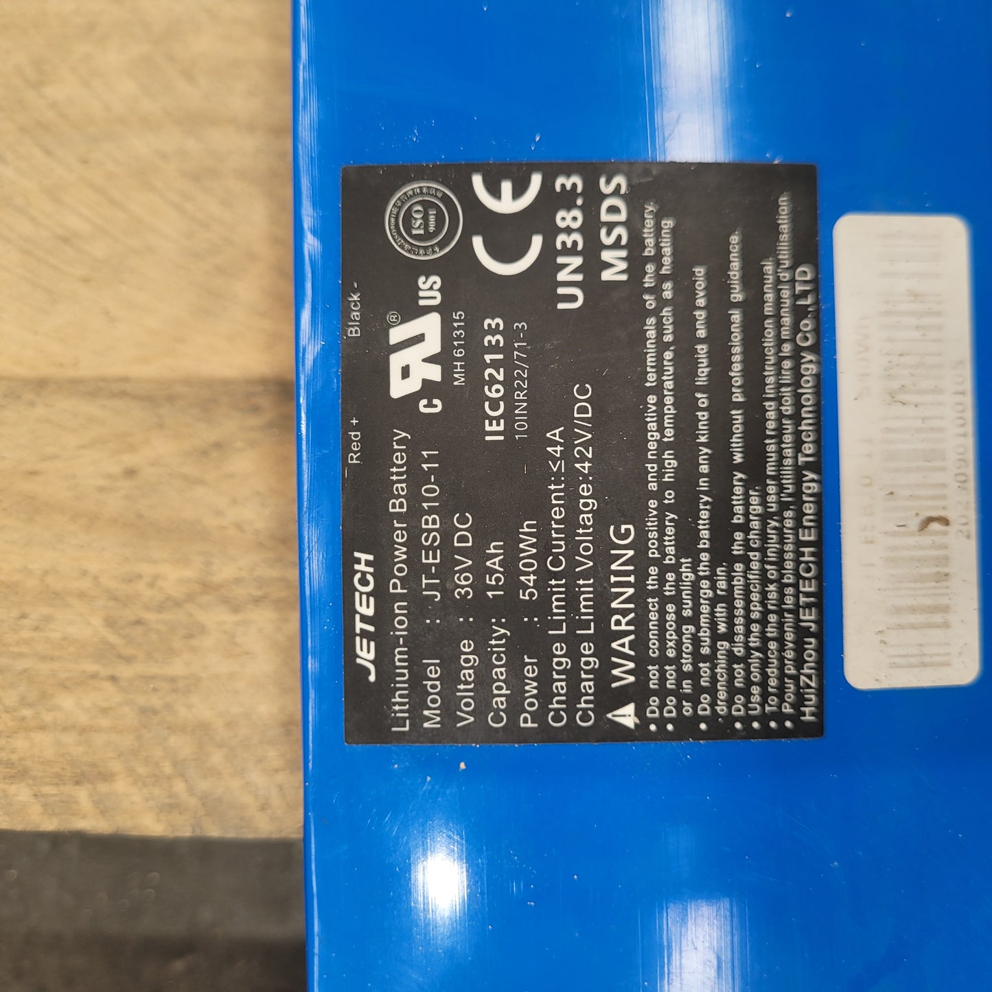 36V 15Ah 540Wh Jetech Lithium-ion Battery
