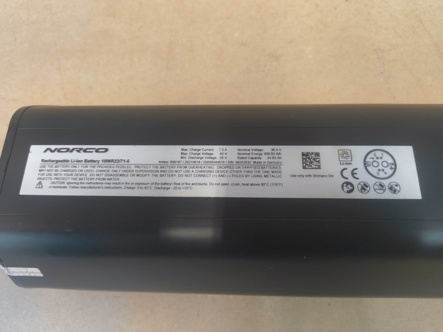 BMZ Norco ebike battery 36.9V 24.65 Ah