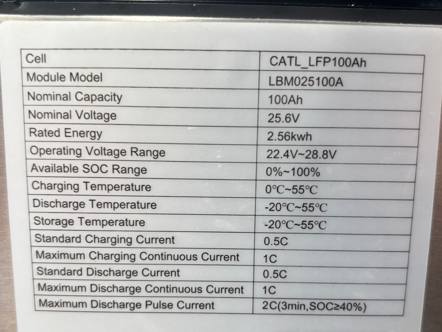 CATL LFP 24V (25.6V nominal) 100Ah